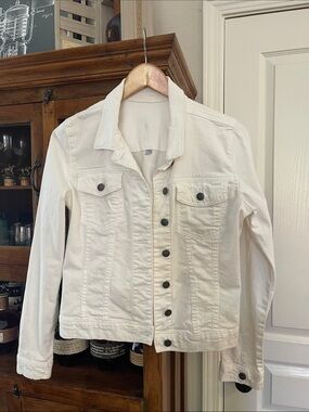 Kut from the Kloth White Denim Jacket with Metal Buttons